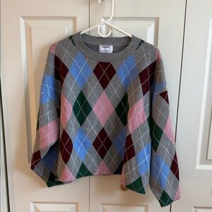 Old Navy Argyle Sweater in Gray, Blue, Pink, and Burgundy